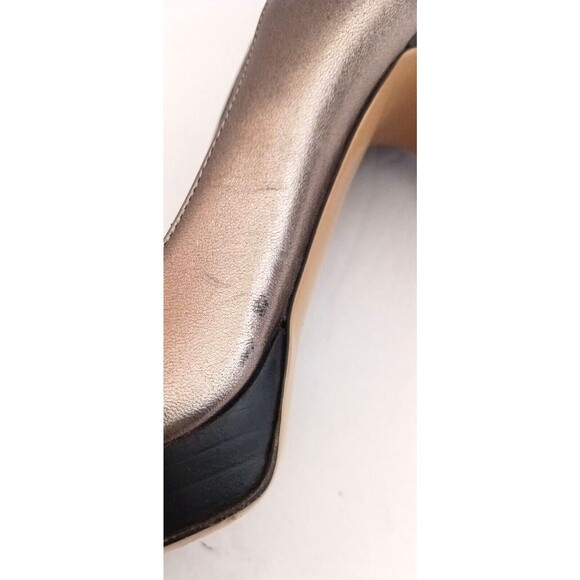 GUCCI Silver Blush Metallic Leather Platform Heels Sz 8 Made in Italy Wood Heel - Picture 10 of 16